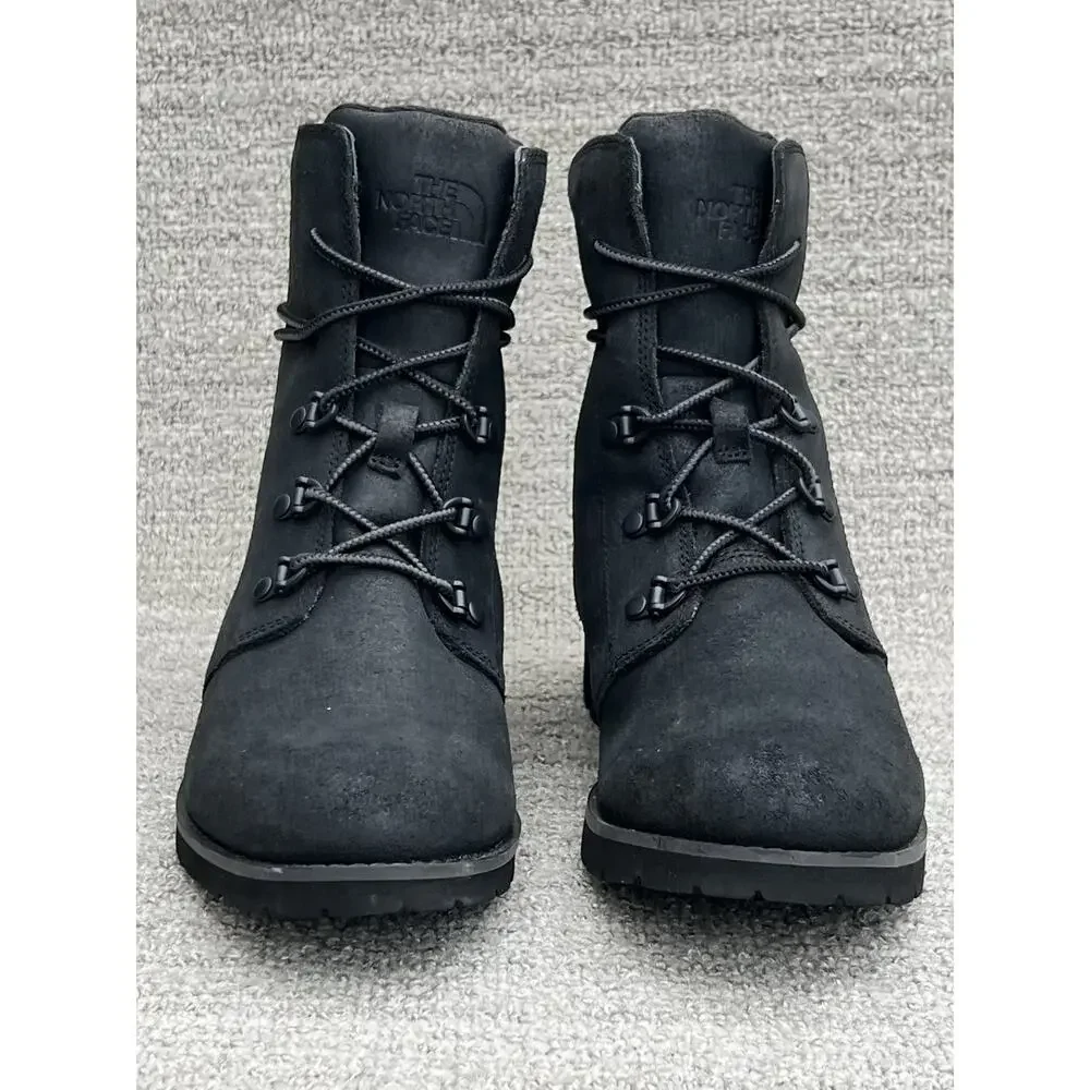 The North Face Ballard Lace II Winter Black Leather Boots Women's Size 8 US